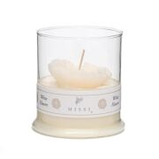 Büyük Üfleme Cam Bardak İçi White Jasmine Kokulu Şakayık Dekorlu Vegan Mum