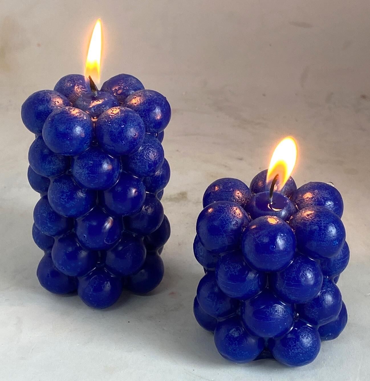 MİSSİ 2Lİ SAKS MAVİSİ BLOK BUBBLE MUM SETİ