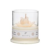 Büyük Üfleme Cam Bardak İçi White Jasmine Kokulu Nergis Çiçeği Dekorlu Vegan Mum