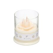 Büyük Üfleme Cam Bardak İçi White Jasmine Kokulu Nergis Çiçeği Dekorlu Vegan Mum