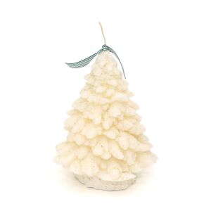 Dekoratif Ekru Çam Ağacı Mum(17 cm)