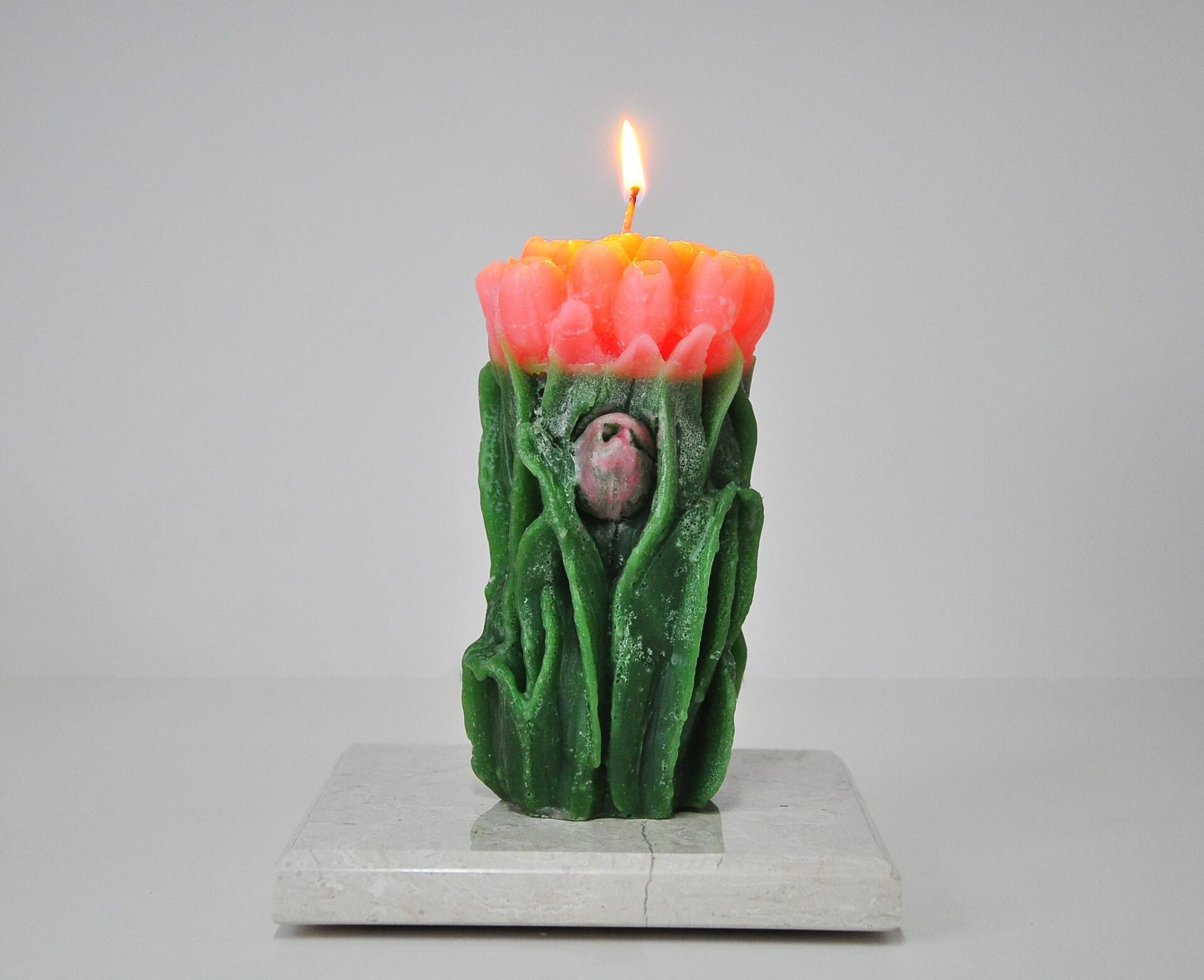 Dekoratif El Yapımı Pembe Lale Mum