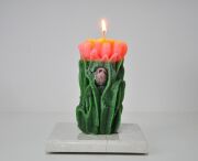 Dekoratif El Yapımı Pembe Lale Mum