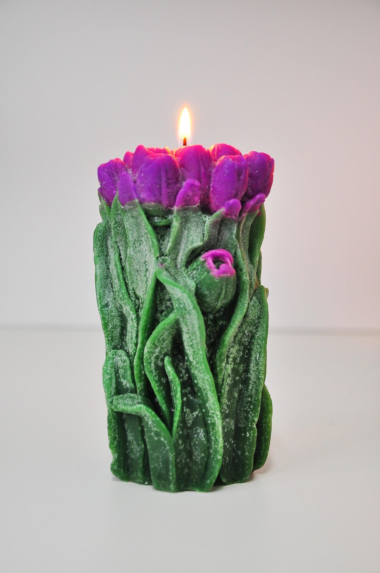 Dekoratif El Yapımı Mor Lale Mum