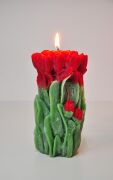 El Yapımı Kırmızı Lale Mum