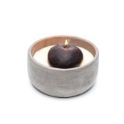 Seramik Çanak İçi Gri Doğal Taş Dekorlu Black Vanilya Kokulu Vegan Mum