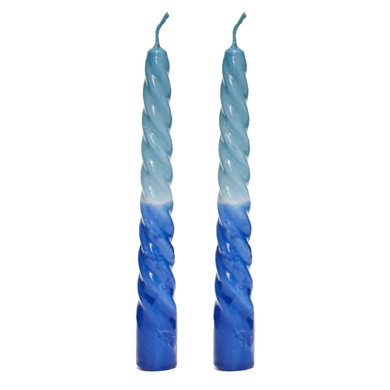 Marin Mavi Degradeli 2'li Burgulu Şamdan Mum Seti