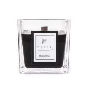 Kare Cam Ahşap Fitilli Siyah Black Vanilya Vegan Mum (8X8 cm)