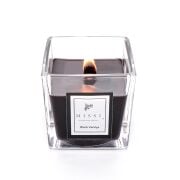 Kare Cam Ahşap Fitilli Siyah Black Vanilya Vegan Mum (8X8 cm)