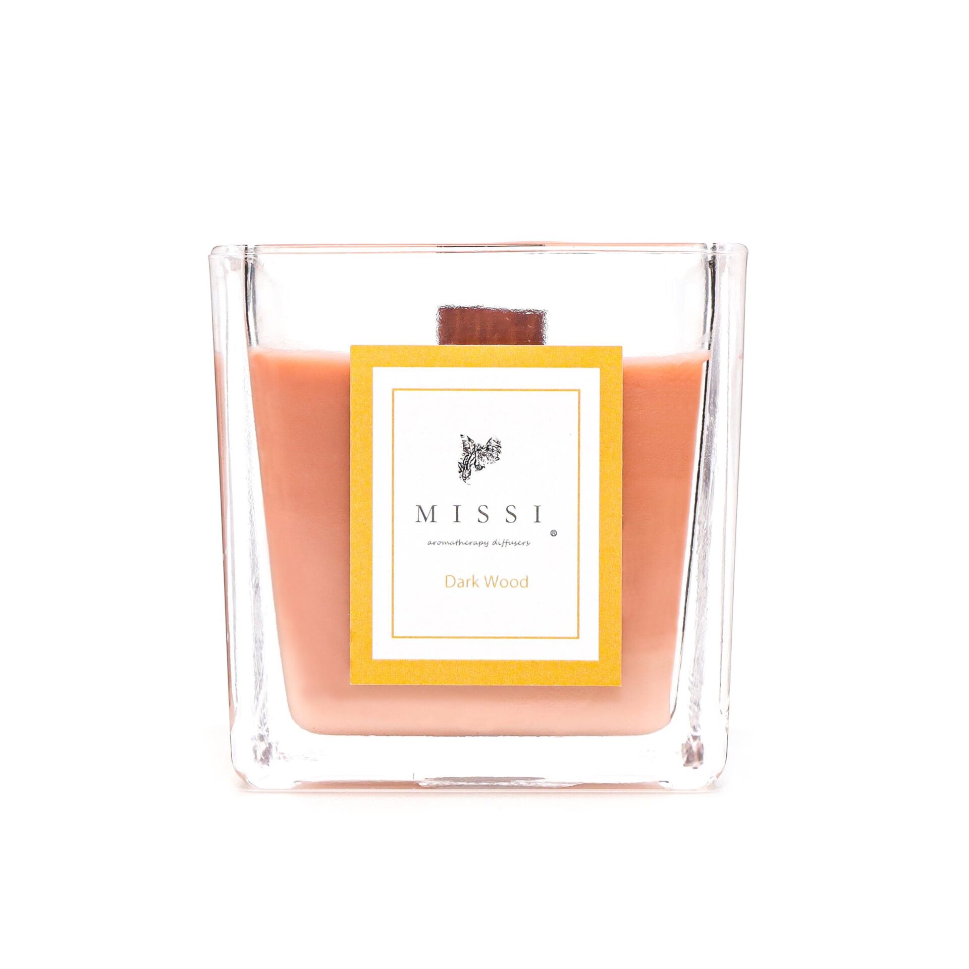 Large Bej Ahşap Fitilli Dark Wood Vegan Mum (8.8 cm)