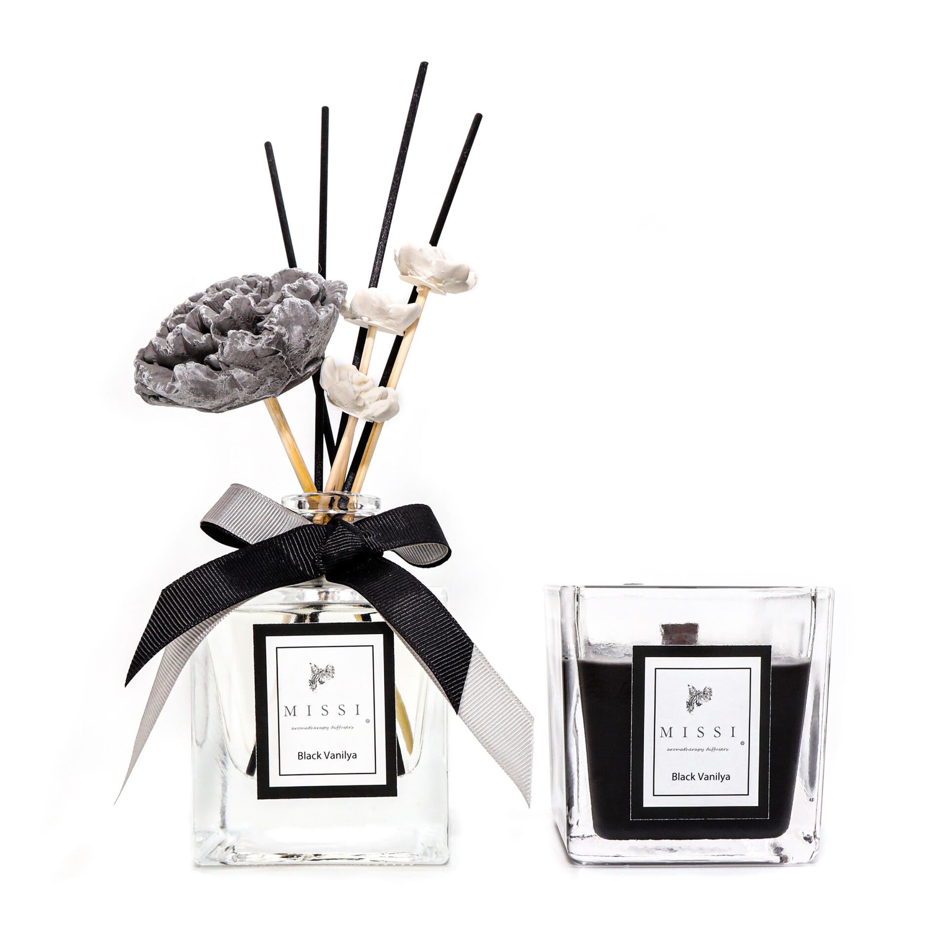 220 ml Black Vanilya Oda Kokusu ve Vegan Mum Seti
