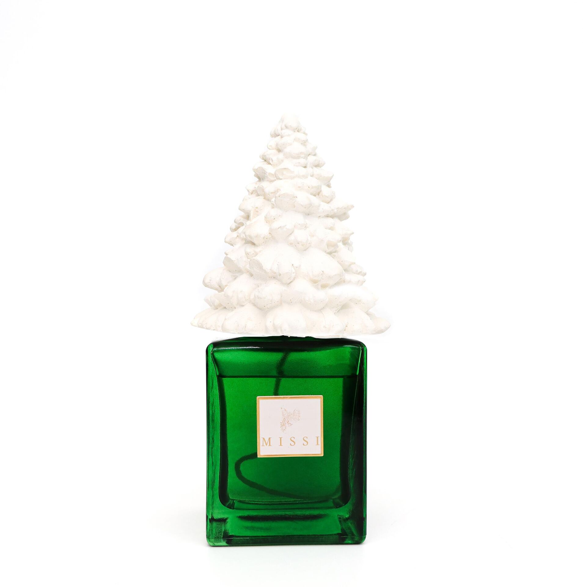 500 ml Yeşil Cam Şişe Çam Ağacı Seramik Taşlı Apple&Cinnamon Oda Kokusu