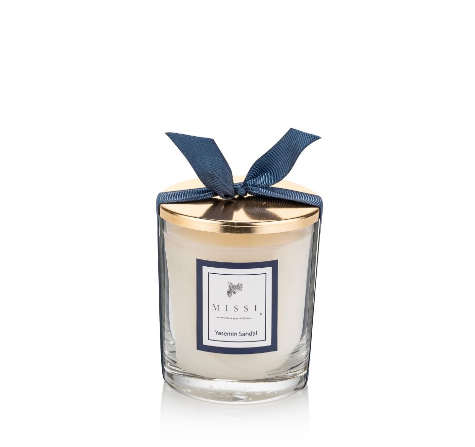 Kapaklı Yasemin Sandal Kokulu Vegan Mum (140 gr)