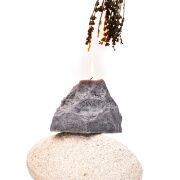 Dekoratif Gri Doğal Kaya Taşı Mum (11 cm)