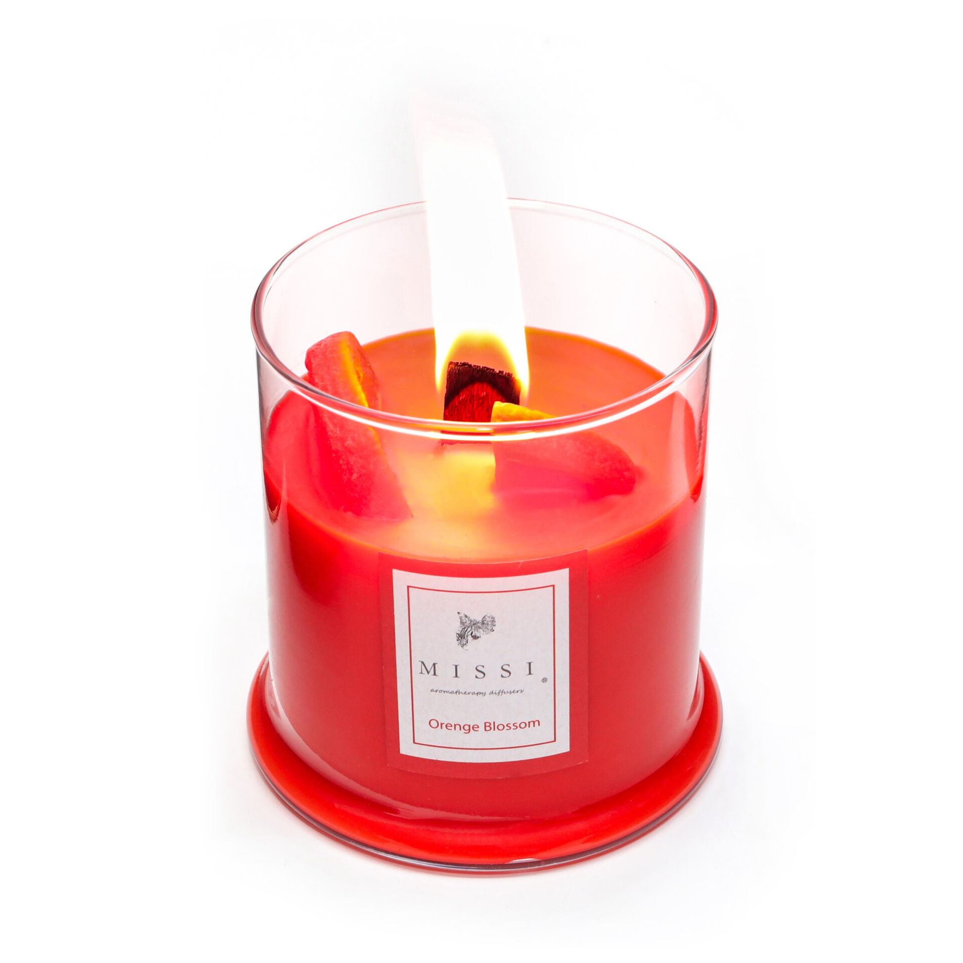Büyük Üfleme Cam Ahşap Fitilli Orange Blossom Vegan Mum (380 gr)