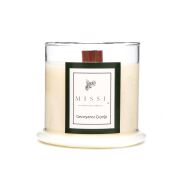 Üfleme Cam Ahşap Fitilli Geceyarısı Çiçeği Kokulu Vegan Mum (140 gr)