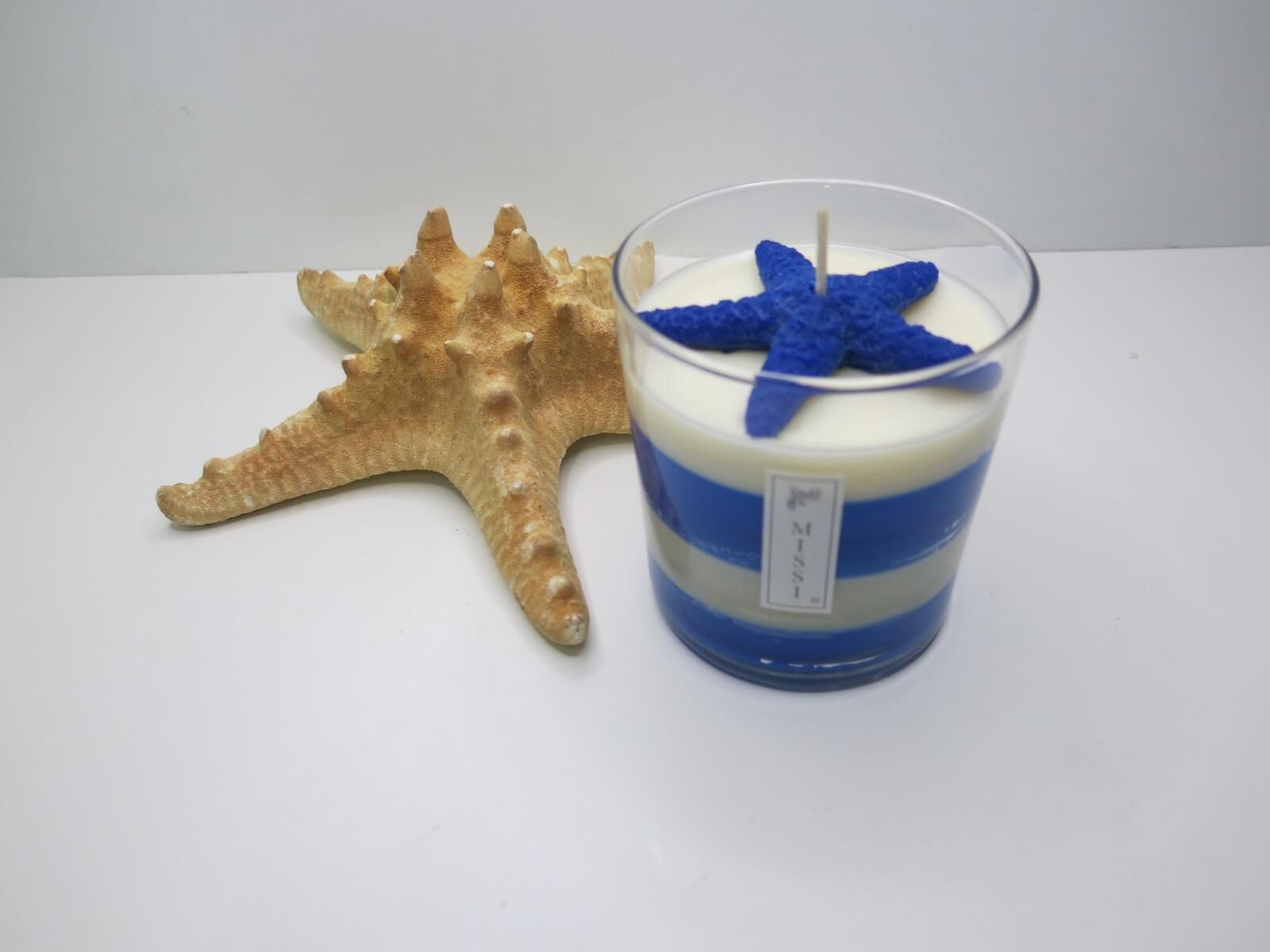 Marin Mavi Çizgili Ocean Kokulu Vegan Mum