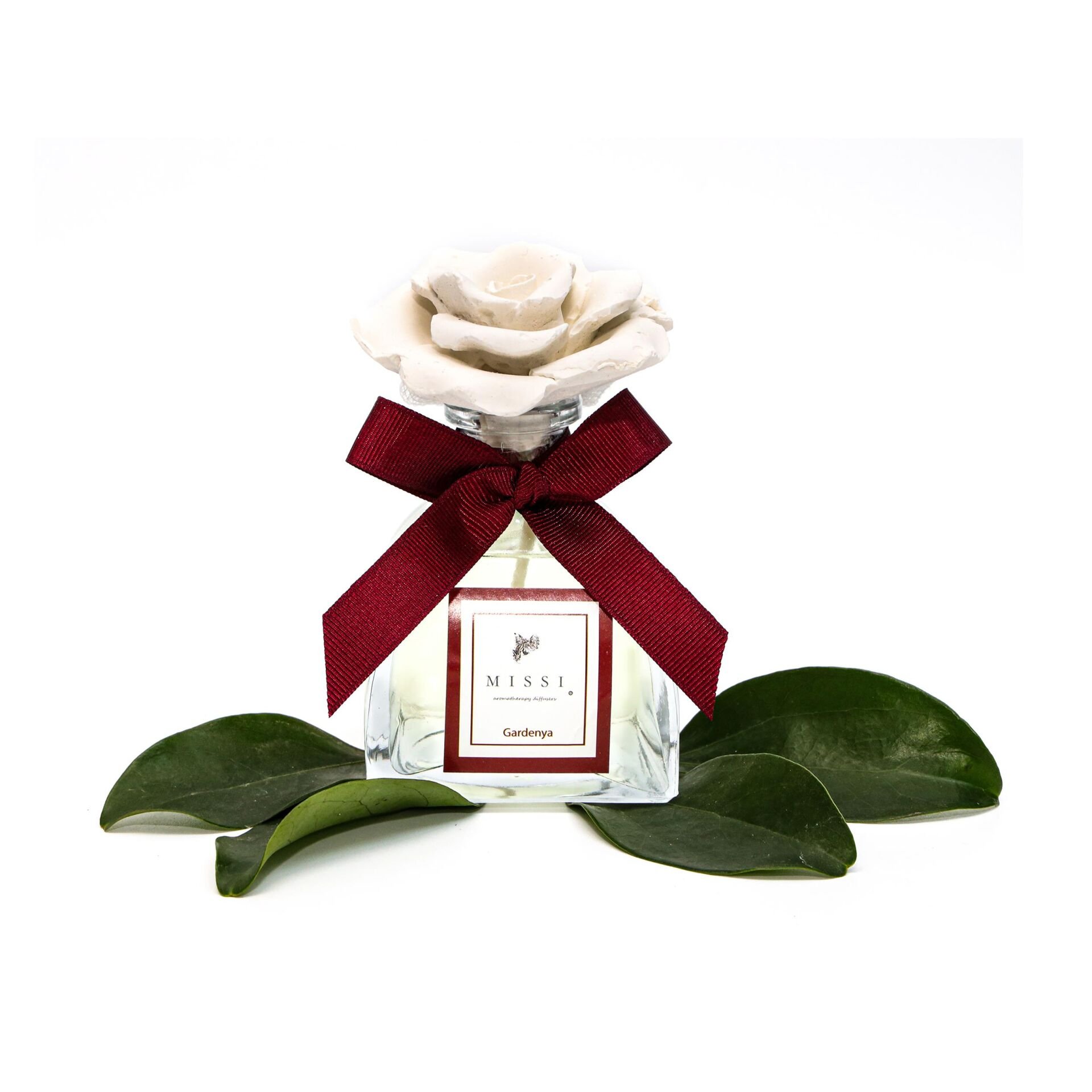 130 ml Lotus Cam Şişe Çiçek Seramik Taşlı Gardenya Oda Kokusu