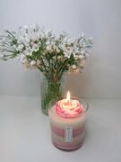 Pembe Çizgili White Rose Kokulu Vegan Mum