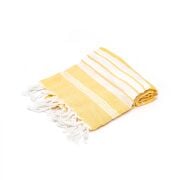 Sarı Beyaz Şeritli Yıkanmış Pamuk Peştemal