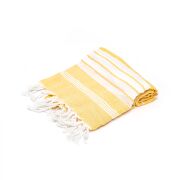 Sarı Beyaz Şeritli Yıkanmış Pamuk Peştemal