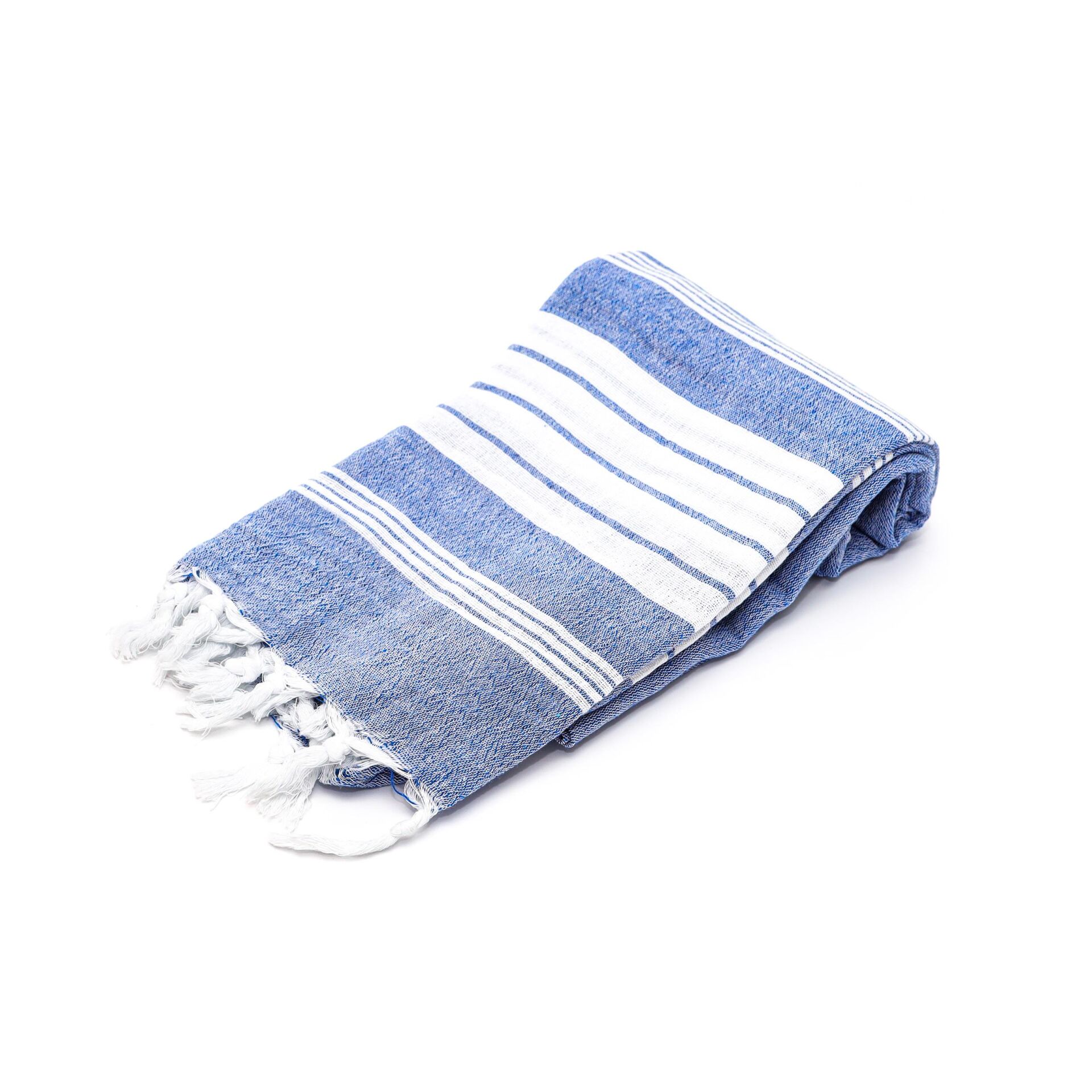 Mavi Beyaz Şeritli Yıkanmış Pamuk Peştemal