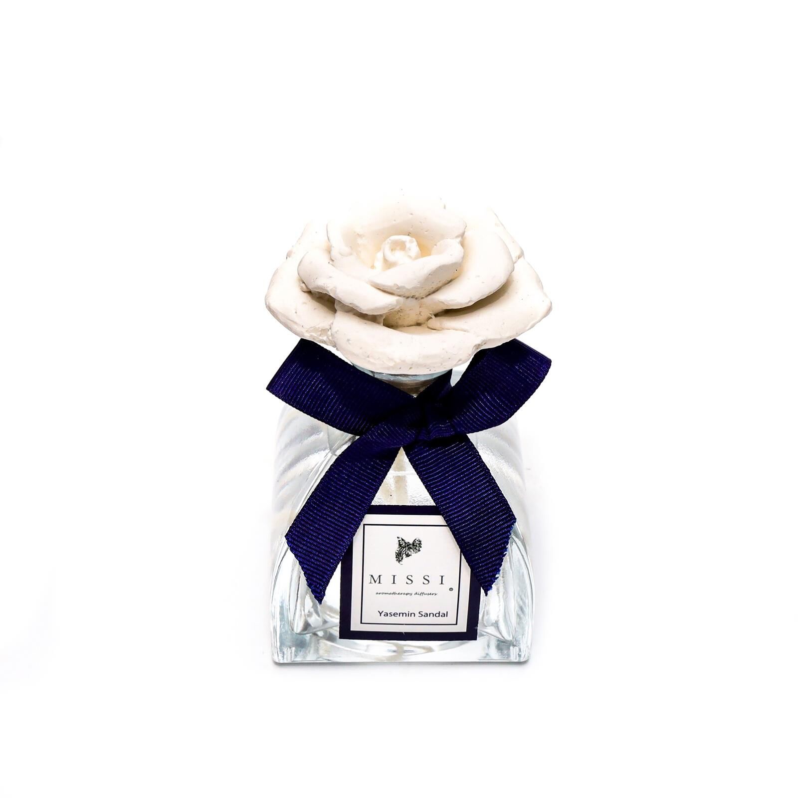 130 ml Lotus Şişe Seramik Taşlı Yasemin Sandal Oda Kokusu