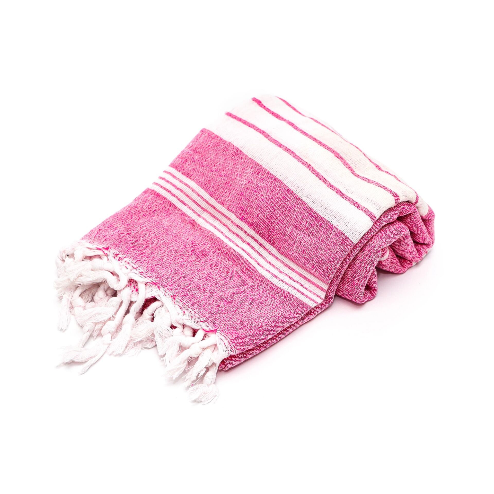 Pembe Beyaz Şeritleri Yıkanmış Pamuk Peştemal