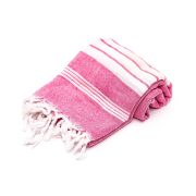 Pembe Beyaz Şeritleri Yıkanmış Pamuk Peştemal