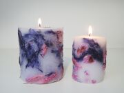 MİSSİ EL YAPIMI DOĞAL BİTKİLİ MOR-PEMBE 2Lİ MUM SETİ