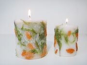 MİSSİ EL YAPIMI DOĞAL BİTKİLİ TURUNCU-YEŞİL 2Lİ MUM SETİ
