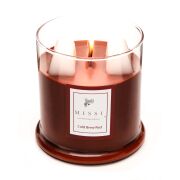 Büyük Üfleme Cam Ahşap Fitilli Cold Brew Coffee Vegan Mum (380 gr)