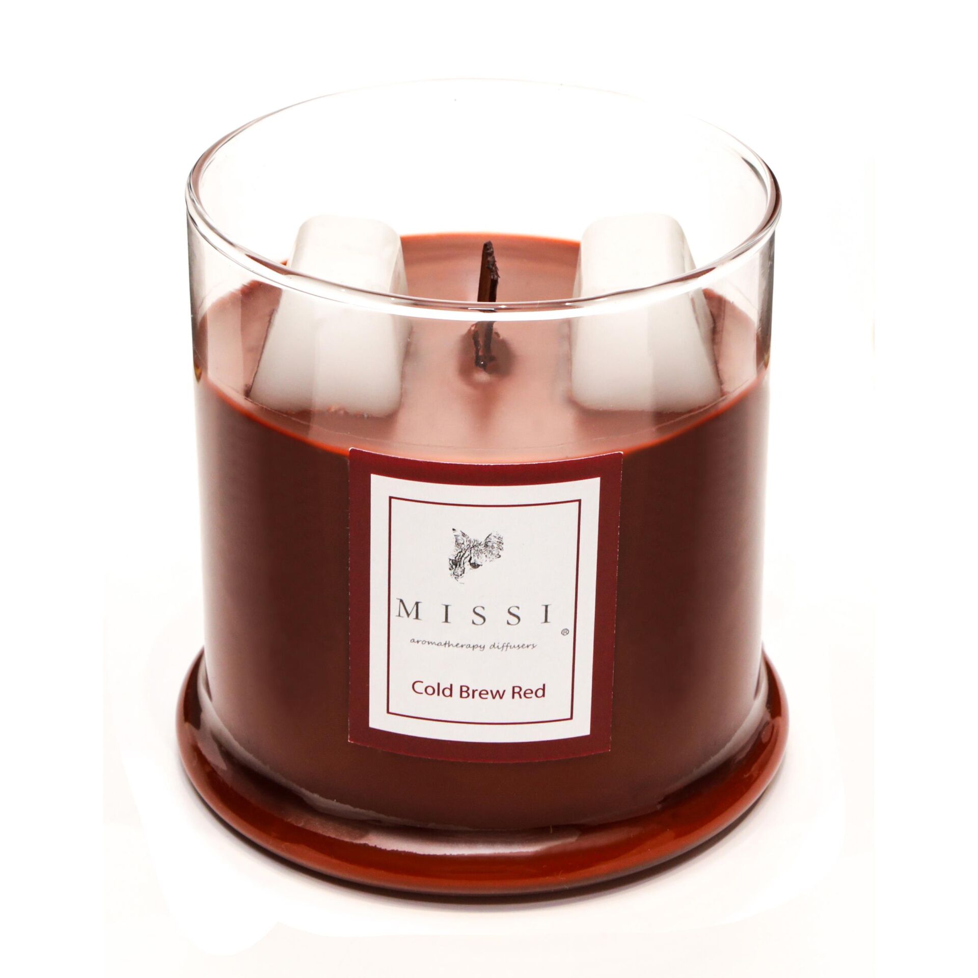 Üfleme Cam Ahşap Fitilli Cold Brew Coffe Vegan Mum (140 gr)