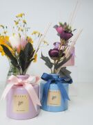 200 ml Çiçek Aksesuarlı Mavi Şişe Yasemin Sandal Oda Kokusu