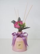 200 ml Çiçek Aksesuarlı Lila Cam Şişe White Rose Oda Kokusu