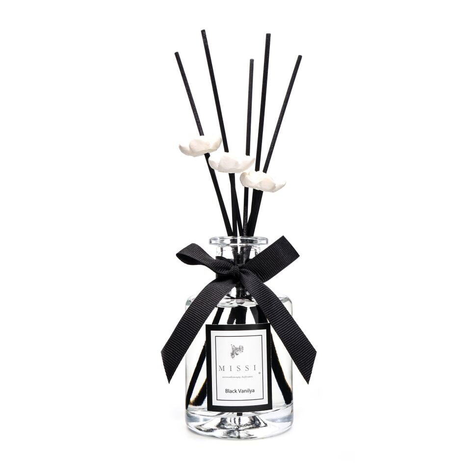 200 ml Silindir Cam Şişe Black Vanilya Oda Kokusu