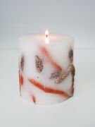 MİSSİ EL YAPIMI DOĞAL BİTKİLİ TURUNCU-KAHVE MUM (9X11 CM)