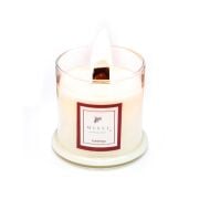 Üfleme Cam Ahşap Fitilli Gardenya Kokulu Vegan Mum (140 gr)