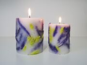 MİSSİ EL YAPIMI DOĞAL BİTKİLİ MOR-SARI MUM (9X7 CM)