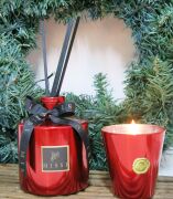 Özel Kutulu Parlak Kırmızı Cam Bardak Nar (Fig) Kokulu Vegan Mum