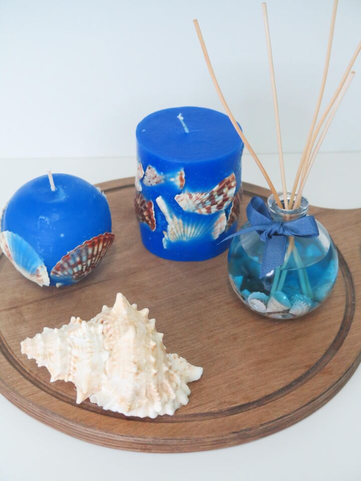 MİSSİ MARİN DENİZ KABUKLU MAVİ MUM