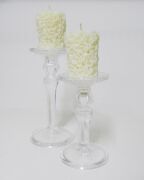 2li Ekru Gül Kabartmalı 7X8 Mum Seti