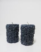 2li Antrasit Gül Kabartmalı 7X8 Mum Seti