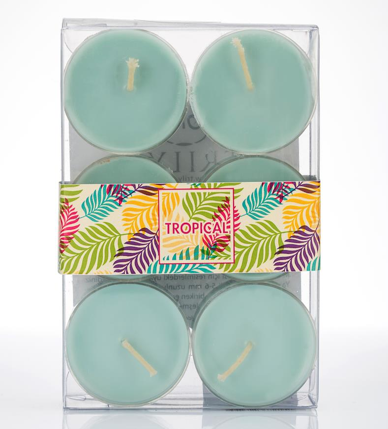 6 LI TURKUAZ RENK TEALIGHT