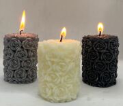 MİSSİ 3LÜ GÜL KABARMALI 7X8 MUM SETİ