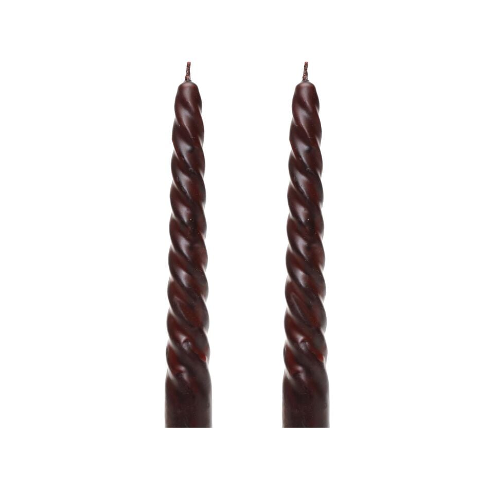 2'li Burgulu Kahverengi Şamdan Mum Seti