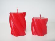 Kırmızı 2'li Burgulu Blok Mum Seti