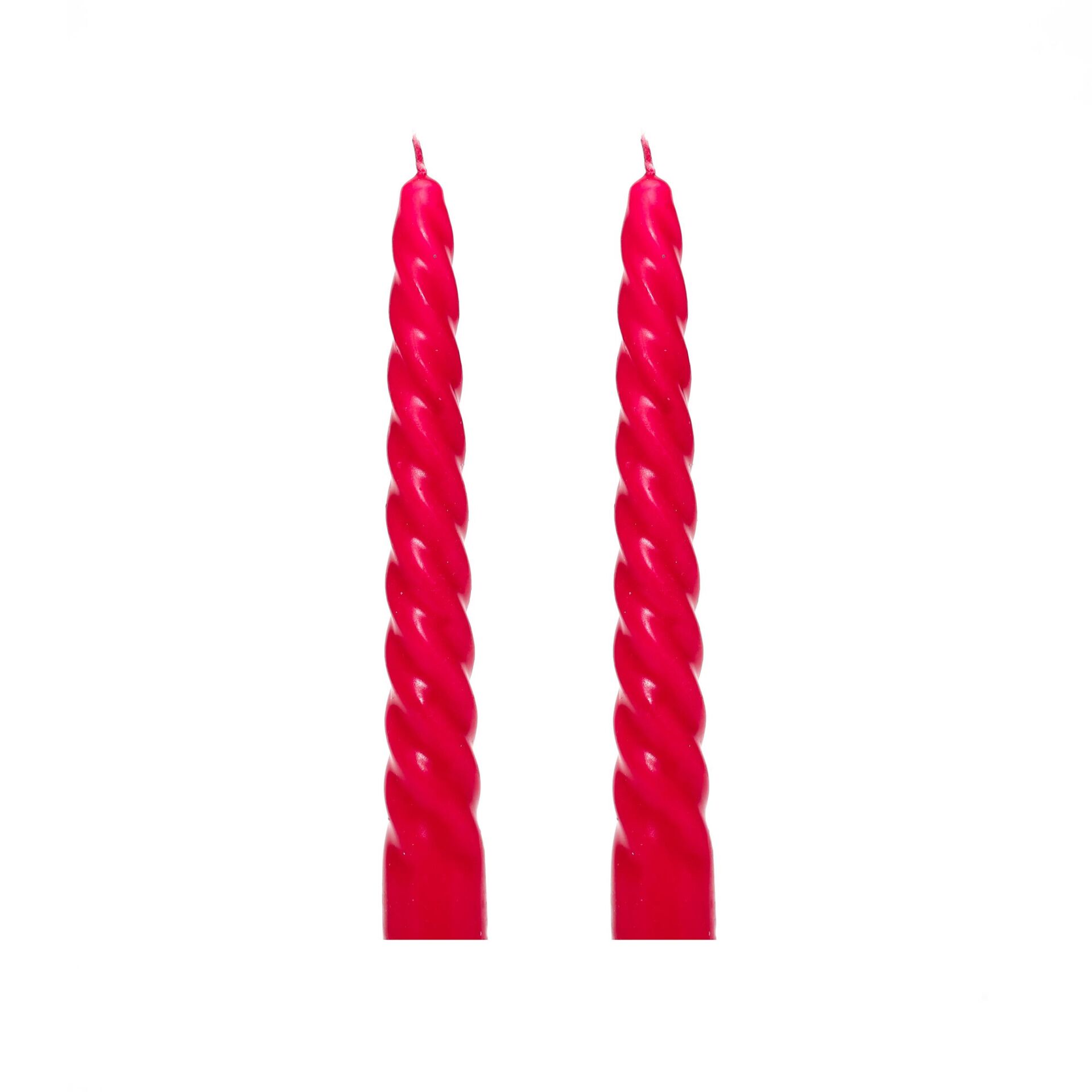 2'li Fuşya Burgulu Şamdan Mum Seti