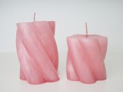 Pembe 2'li Burgulu Blok Mum Seti