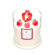 Büyük Üfleme Cam Ahşap Fitilli Nar Vegan Mum (380 gr)